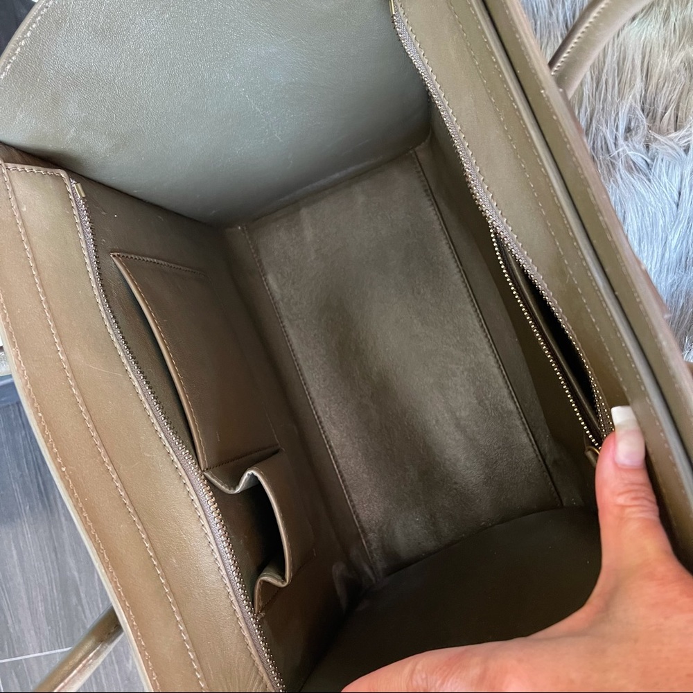 Sold CELINE 💚 LUGGAGE MINI OLIVE GREEN TAUPE - Picture 13 of 16